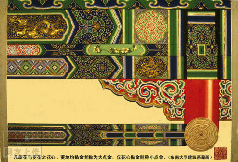 清式金线大点金旋子彩画～额枋,柱头
