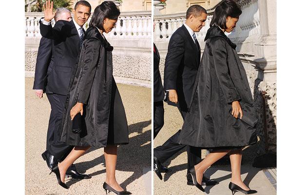奥巴马夫人惊艳时装秀/图 President Barack Obama and his wife Michelle Obama arrive at Buckingham Palace for an audience with Queen Elizabeth II
