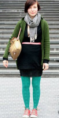 20款开襟毛衣 <wbr>应对三地温差 春意昂然 绿色裤袜格外抢眼