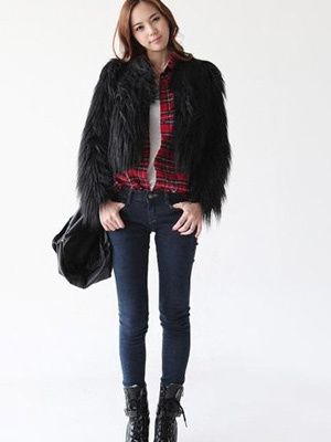 夸张的长毛皮草外套