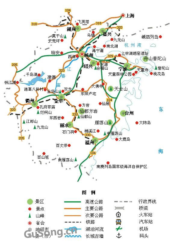 浙江旅游地图
