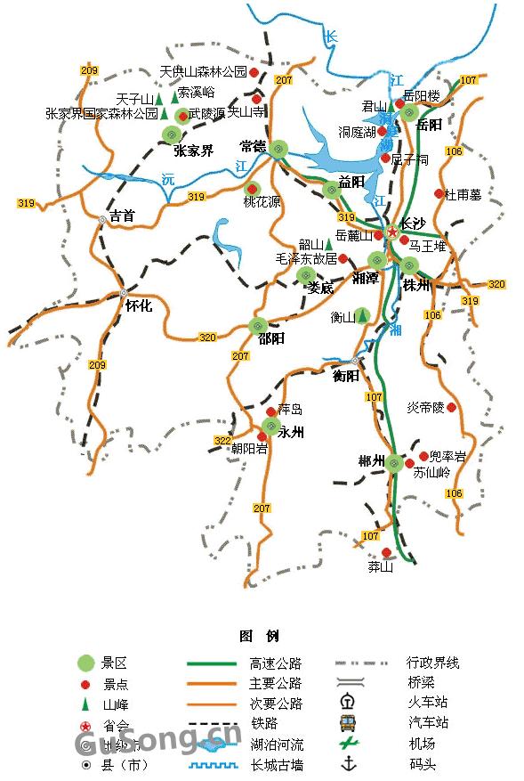 湖南旅游地图