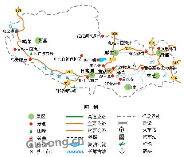 西藏旅游地图
