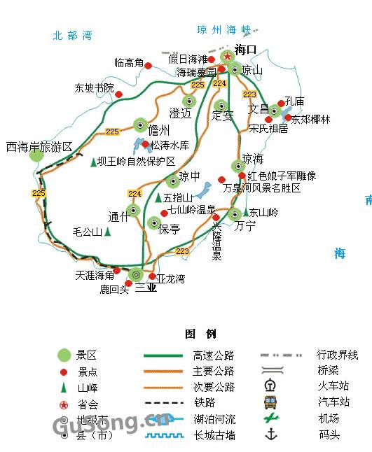 海南旅游地图