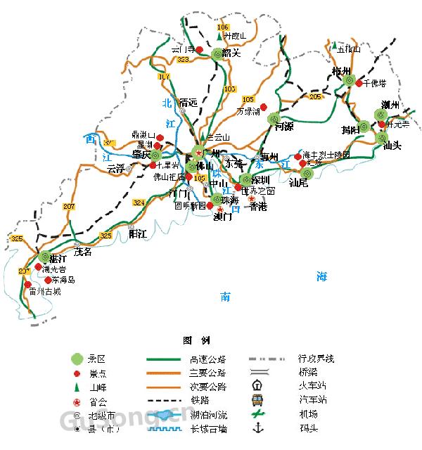 广东旅游地图