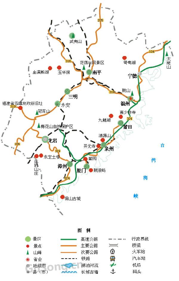 福建旅游地图