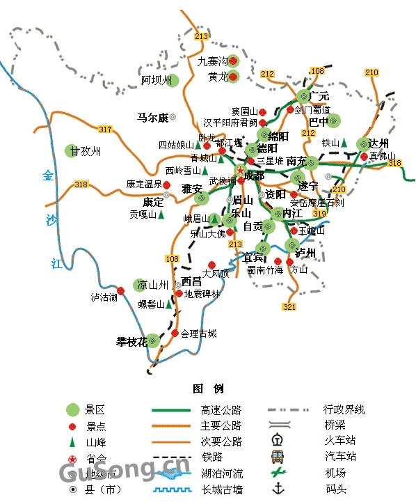 四川旅游地图