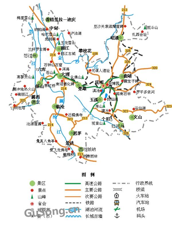 云南旅游地图