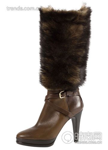 皮草拼接长靴 Ralph Lauren