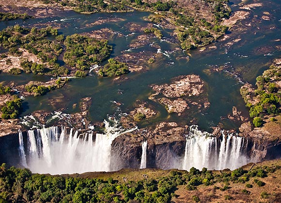 Victoria-F?lle zwischen Simbabwe und Sambia in einer Luftaufnahme