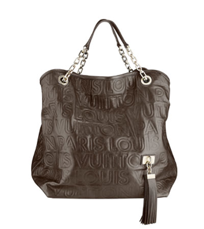 Louis Vuitton 09春夏褐色LOGO压花羊皮手提包
