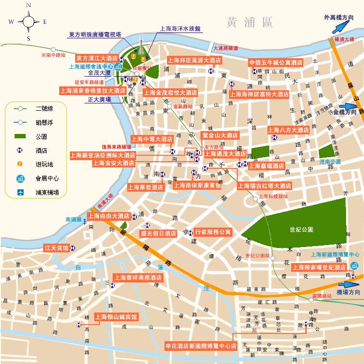 浦东新区旅游地图