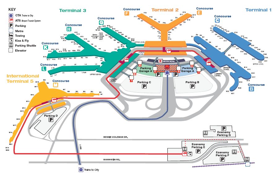 芝加哥机场地图 ORD airport map