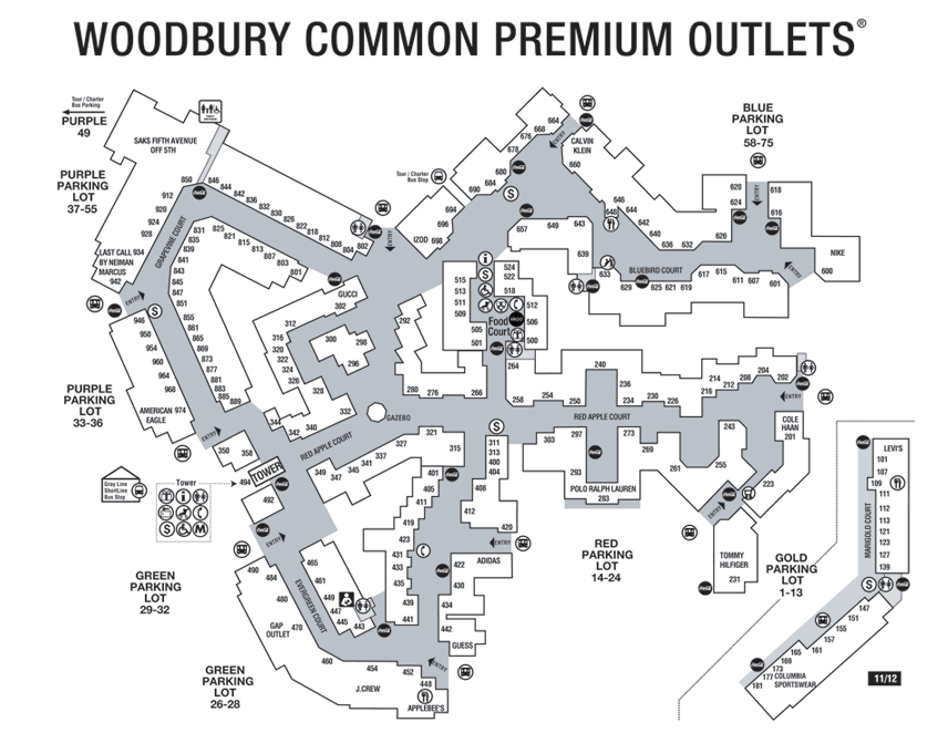 纽约Woodbury Outlets 商店分布地图