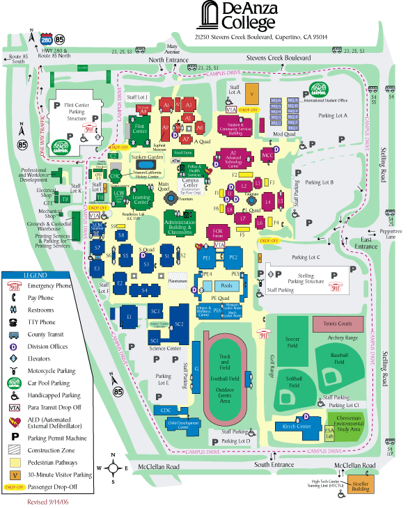 旧金山硅谷De Anza College(德安萨学院）大学平面图