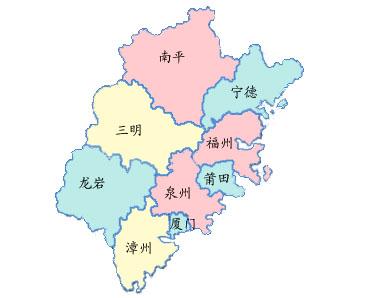 福建的名胜和景点示意图