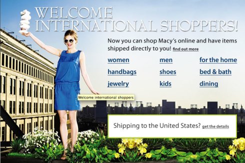 Macy‘s和Bloomingdale's国际官网邮费&关税