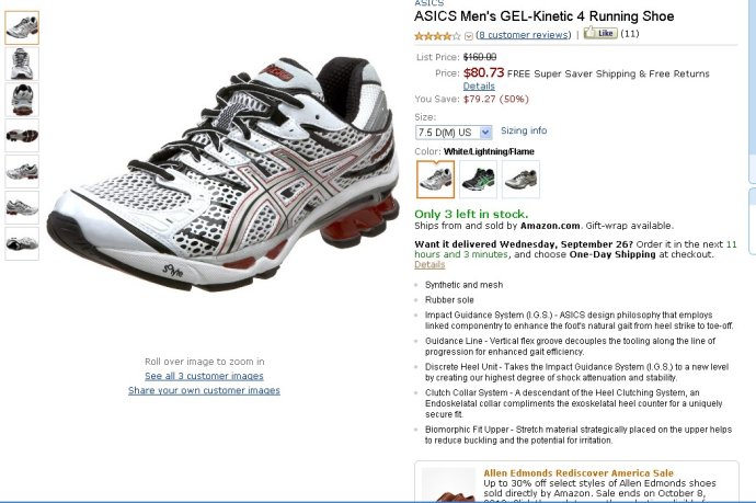 爱世克斯ASICS动力学跑鞋Men's GEL-Kinetic 4 Runni