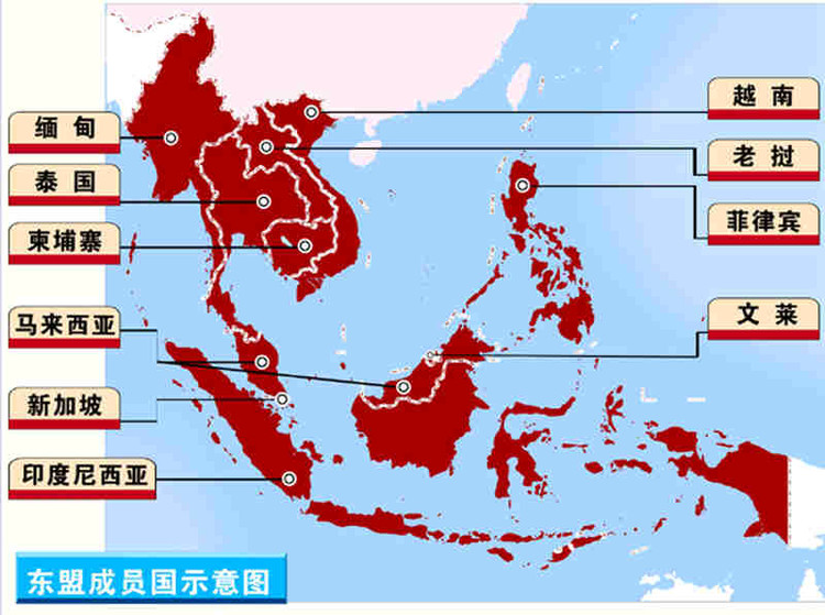 东盟十个国家示意图