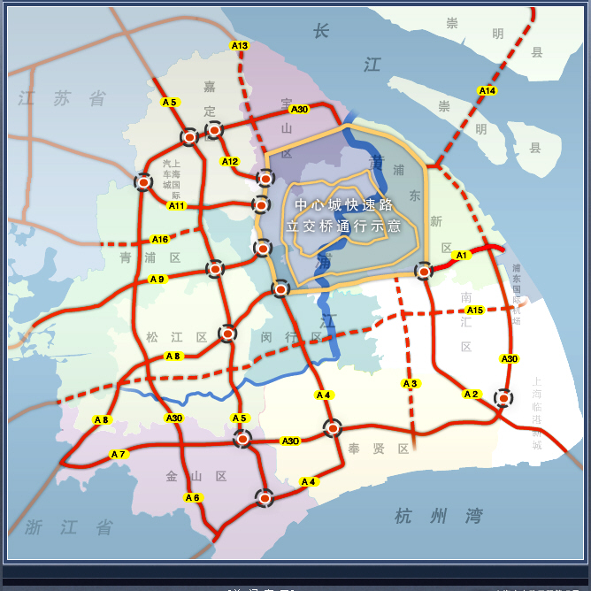 上海市内高架立交的立体示意图