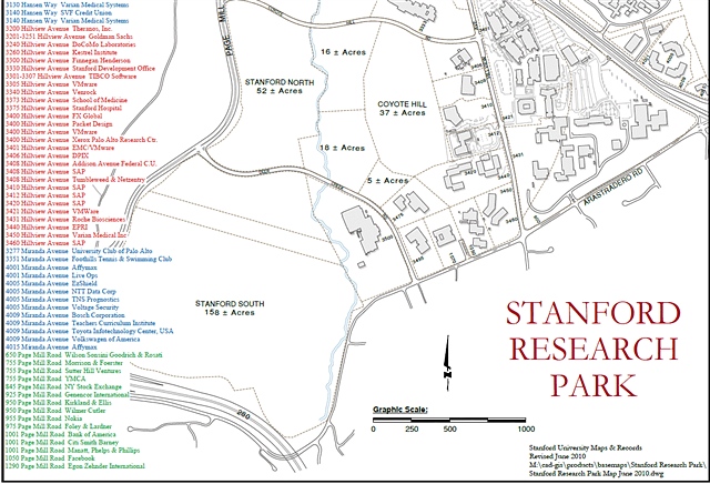 斯坦福大学的科技园 (Stanford Research Park)地图