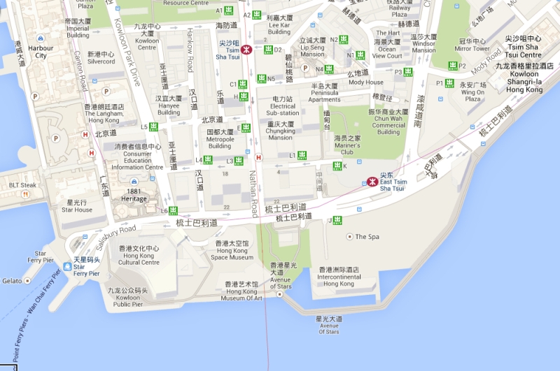 香港洲际酒店超一流的地段位置图