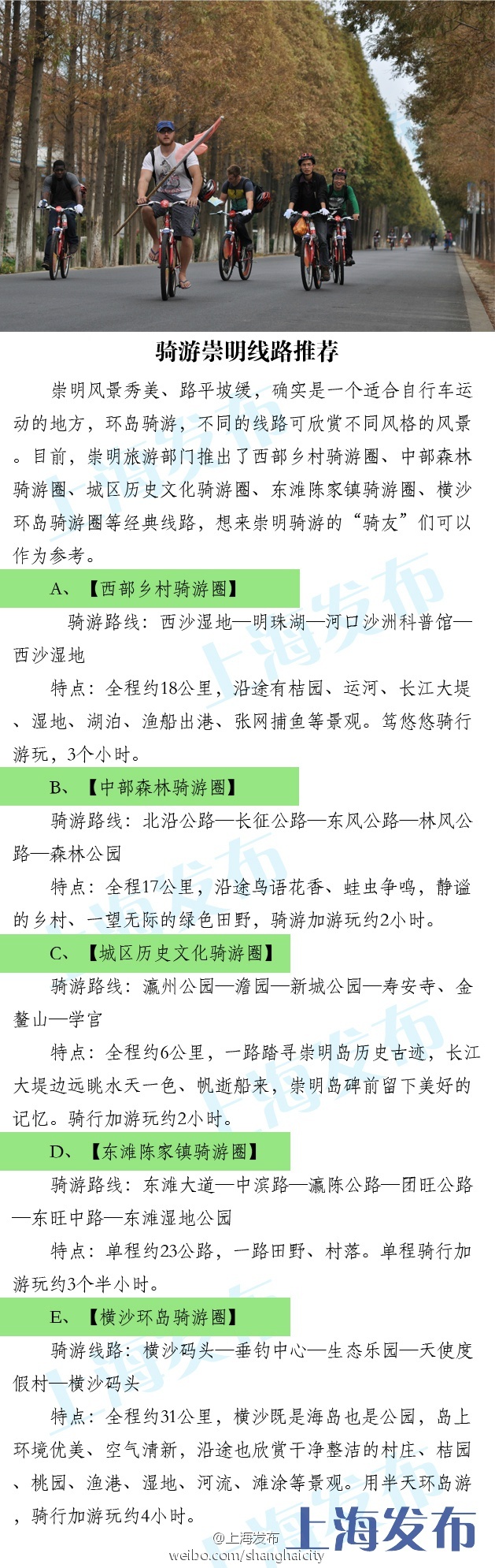 骑游崇明有哪些线路推荐