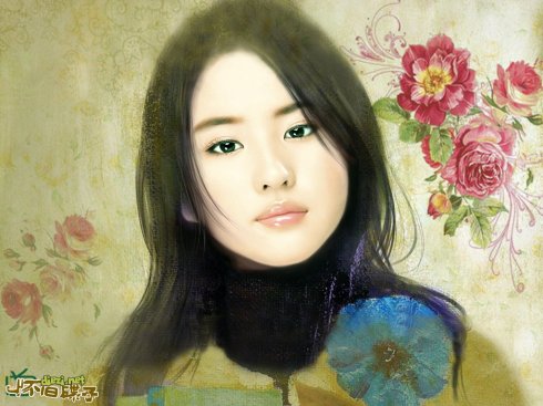 刘亦菲彩绘图片