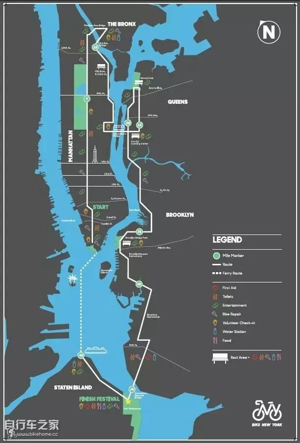 New York Bike Tour路线图