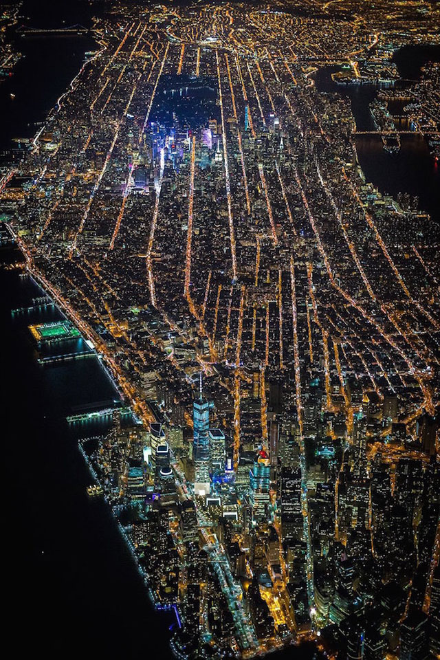 华丽璀璨 摄影师航空鸟瞰拍摄纽约夜景