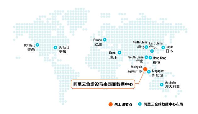 阿里云数据中心分布世界地图