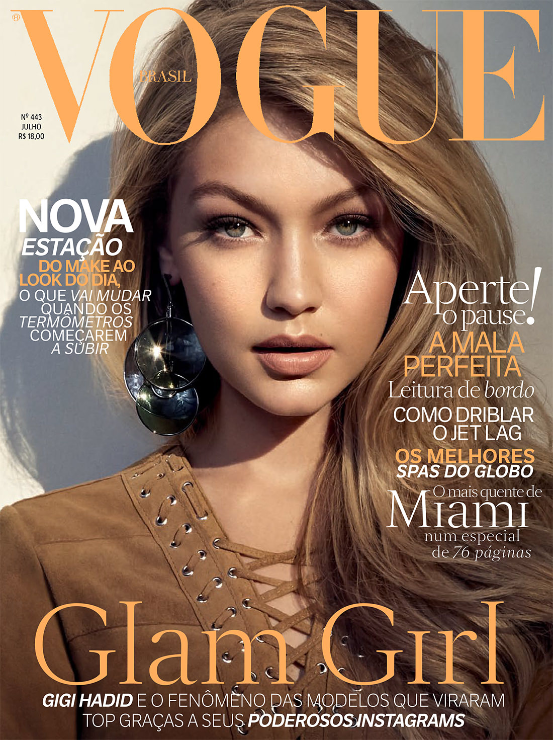 美国超模Gigi Hadid巴西版《Vogue》封面