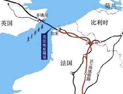 英法海底隧道位置图