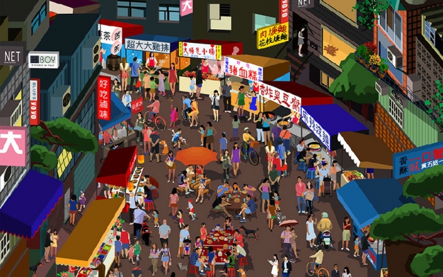 鲜活的感受，世界各地市场插画