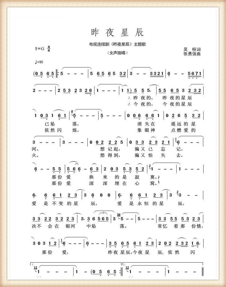 电视剧《昨夜星辰》主题曲--《昨夜星》林淑容辰