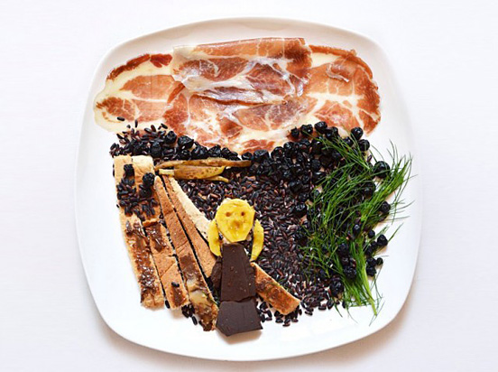  Hong Yi的盘子上食物艺术作品