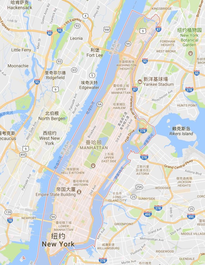 纽约上东区，上西区地图