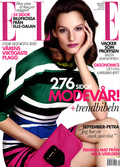 Sara Blomqvist在瑞典版2011ELLE的封面照