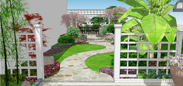 豪宅花园手绘图
