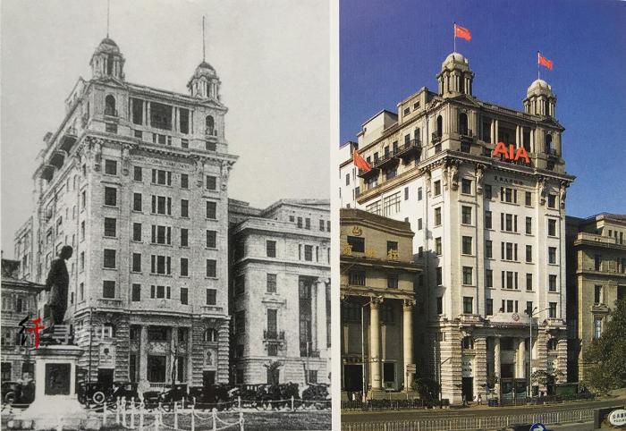 上海滩老建筑今昔对比照