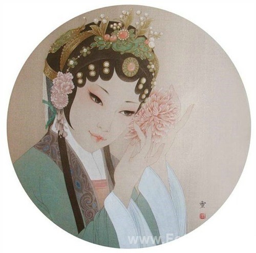 一组唯美的古风戏子插画