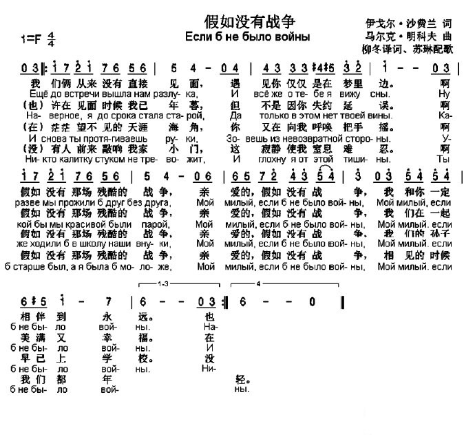 假如没有战争（Если б не было войны）