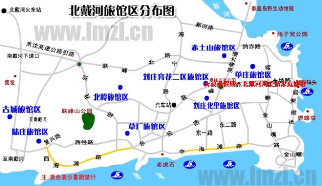 北戴河旅馆区分布图