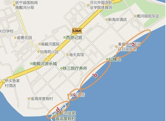 南戴河海滩分布图