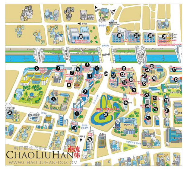 韩国东大门市场地图—区域分布