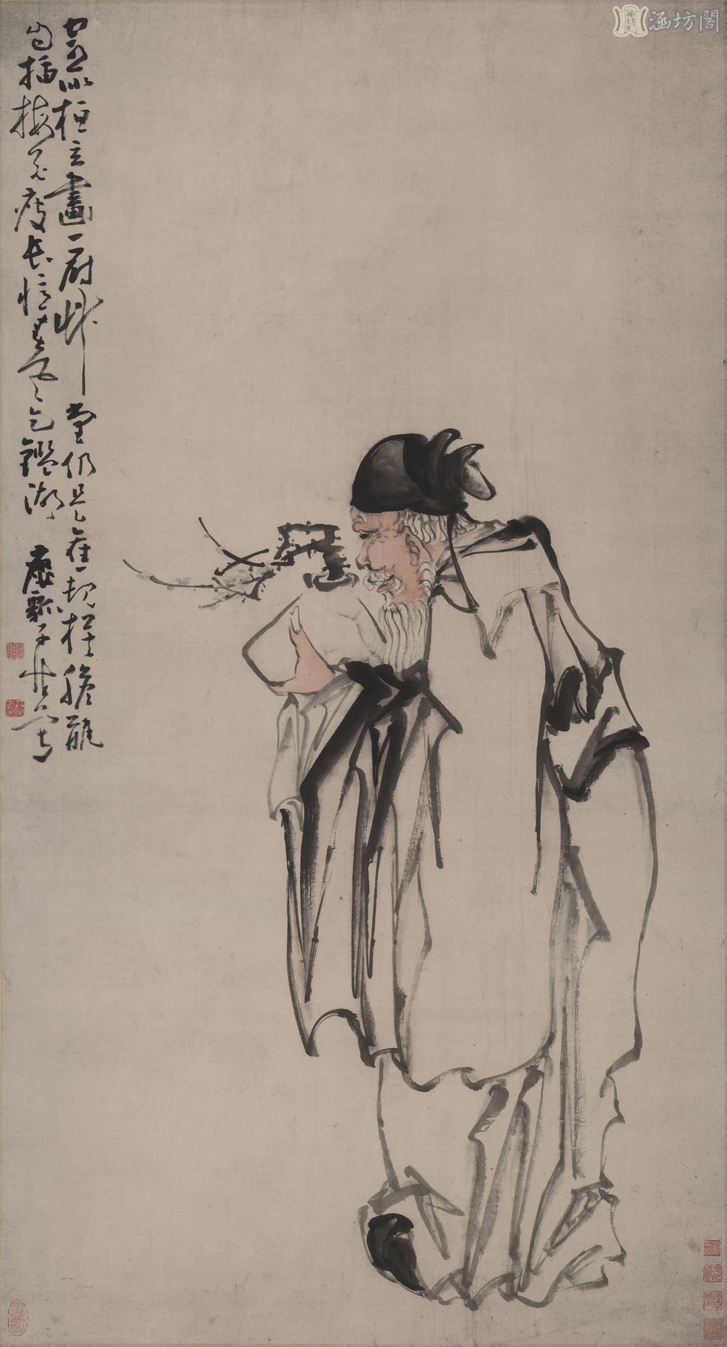 清朝 黄慎《捧梅图》