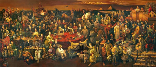 油画《与但丁讨论神曲》