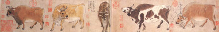 故宫里唐朝画家韩滉五牛动图