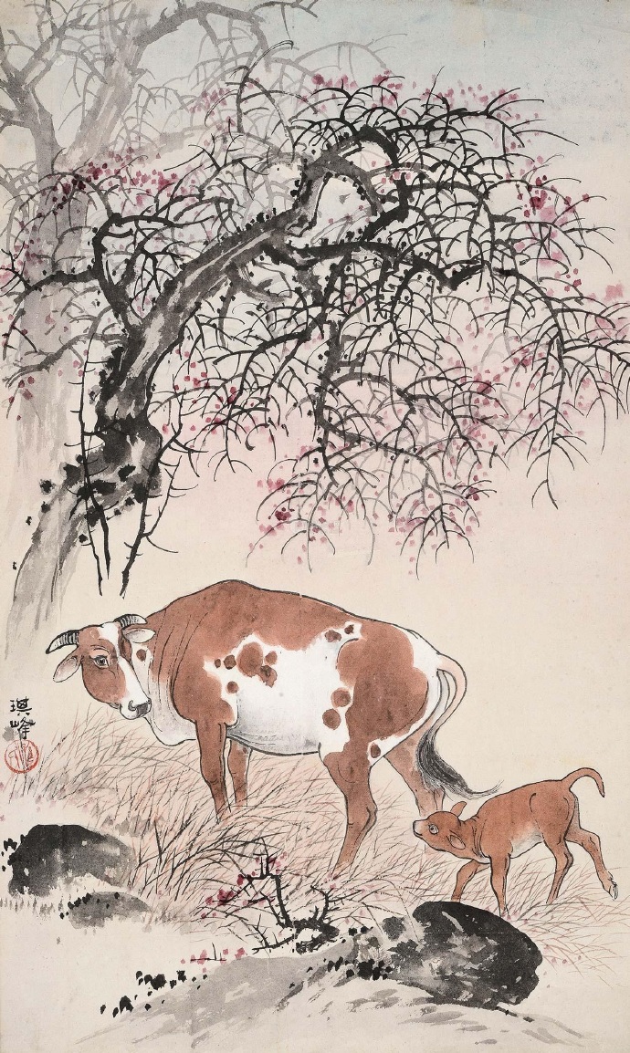 现代著名画家-孙其峰画“牛”