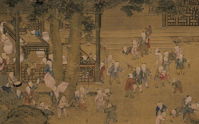 冷枚百子图